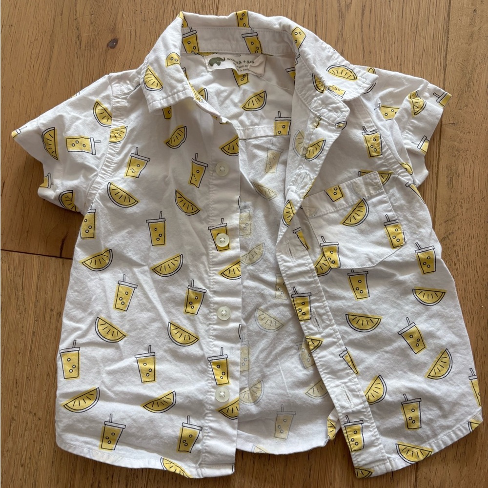 Monica and Andy Lemon Print Button Down
